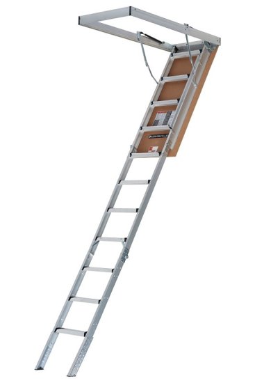 (image for) Louisville Elite Series AA2510 Attic Ladder, 7 ft 8 in to 10 ft 3 in H Ceiling, 25-1/2 x 54 in Ceiling Opening, 11-Step