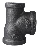 (image for) ProSource B130R25X20X25 Pipe Tee, 1 x 1 x 3/4 in, Threaded, Malleable Iron, SCH 40 Schedule, 300 PSI Pressure