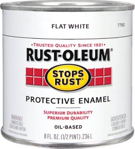 (image for) Rust-Oleum Stops Rust 7790730 Enamel Paint, Oil, Flat, White, 0.5 pt, Can, 50 to 110 sq-ft/qt Coverage Area