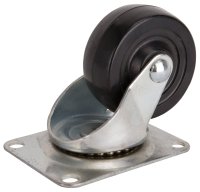 (image for) ProSource JC-H07 Swivel Caster, 3 in Dia Wheel, 1.23 in W Wheel, Rubber Wheel, Black, 210 lb, Steel Housing Material