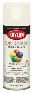 (image for) Krylon K05567007 Enamel Spray Paint, 12 oz Can, 25 sq-ft Coverage Area, Acrylic Base, Satin, Ivory