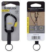 (image for) Nite Ize SlideLock CSLW3-01-R6 Key Carabiner, 1-1/2 in OAL, Stainless Steel, Black