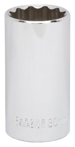(image for) Vulcan MT6528988 Drive Socket, 30 mm Socket, 1/2 in Drive, 12-Point, Chrome Vanadium Steel, Chrome