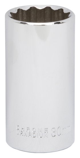 (image for) Vulcan MT6528988 Drive Socket, 30 mm Socket, 1/2 in Drive, 12-Point, Chrome Vanadium Steel, Chrome