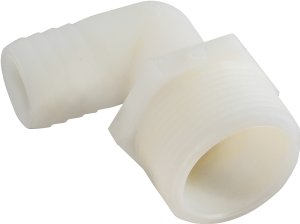 (image for) Anderson Metals 53720-1008 Hose Elbow, 5/8 in, Barb, 1/2 in, MPT, 150 psi Pressure, Nylon