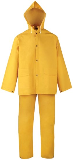 (image for) Diamondback SRS3/111-XL Rain Suit, XL, 30-1/2 in Inseam, Polyester/PVC, Yellow, Comfortable Corduroy Collar