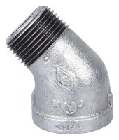 (image for) ProSource PPG121-25 Pipe Elbow, 1 in, Male x Female, 45 deg Angle, Steel, SCH 40 Schedule, 300 psi Pressure