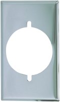 (image for) Eaton Wiring Devices 39CH-BOX Power Outlet Wallplate, 4-1/2 in L, 2-3/4 in W, 1 -Gang, Chrome, Ivory/White, Chrome
