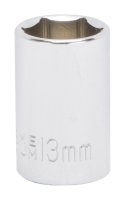 (image for) Vulcan MT6499214 Drive Socket, 13 mm Socket, 3/8 in Drive, 6-Point, Chrome Vanadium Steel, Chrome