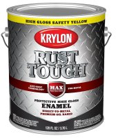 (image for) Krylon Rust Tough K09736008 Rust Preventative Paint, Gloss, Safety Yellow/Sun, 1 gal, 400 sq-ft/gal Coverage Area