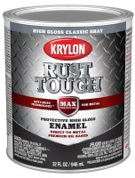 (image for) Krylon Rust Tough K09716008 Rust Preventative Paint, Gloss, Classic Gray, 1 qt, 400 sq-ft/gal Coverage Area