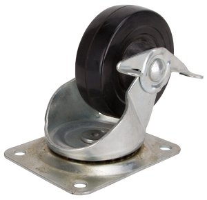 (image for) ProSource JC-H12 Swivel Caster, 4 in Dia Wheel, 1-1/4 in W Wheel, Rubber Wheel, Black, 255 lb, Steel Housing Material