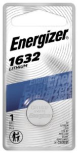 (image for) Energizer ECR1632BP Coin Cell Battery, 3 V Battery, 130 mAh, CR1632 Battery, Lithium, Manganese Dioxide