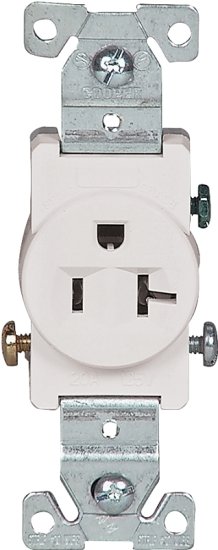 (image for) Eaton Wiring Devices 1877W-BOX Single Receptacle, Flush Mounting, 2-Pole, 125 V, 20 A, Side Wiring, NEMA: NEMA 5-20R
