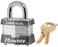 (image for) Master Lock 3KA 0895 Padlock, 1-9/16 in W Body, Key No: 0895, Keyed Alike Key, Open Shackle, 9/32 in Dia Shackle