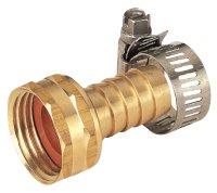 (image for) Landscapers Select GB958F3L Garden Hose Coupling with Clamp, 5/8 in, Female, Brass, Brass