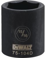 (image for) DEWALT DWMT75104OSP Deep Impact Socket, 15/16 in Socket, 1/2 in Drive, 6-Point, Steel, Black Oxide