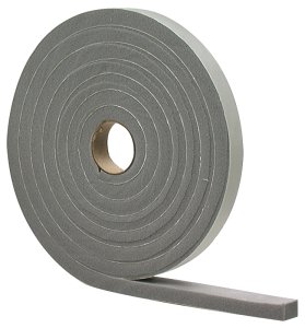 (image for) M-D 02311 Foam Tape, 3/4 in W, 10 ft L, 1/2 in Thick, PVC, Gray