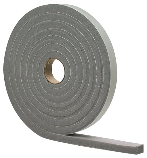 (image for) M-D 02311 Foam Tape, 3/4 in W, 10 ft L, 1/2 in Thick, PVC, Gray