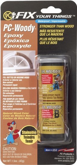 (image for) Protective Coating PC-WOODY 1.5OZ Epoxy Adhesive, White, Paste, 1.5 oz, Stick Pack