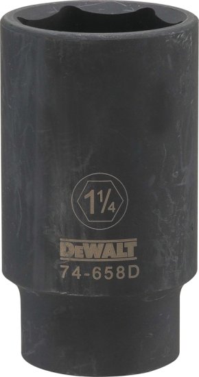 (image for) DEWALT DWMT74658OSP Impact Socket, 1-1/4 in Socket, 1/2 in Drive, 6-Point, CR-440 Steel, Black Oxide