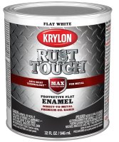 (image for) Krylon Rust Tough K09710008 Rust Preventative Paint, Flat, White, 1 qt, 400 sq-ft/gal Coverage Area
