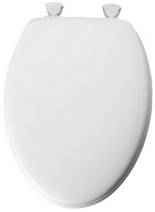(image for) Bemis 144EC-000 Toilet Seat, Elongated, Molded Wood, White, Twist Hinge