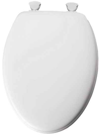 (image for) Bemis 144EC-000 Toilet Seat, Elongated, Molded Wood, White, Twist Hinge