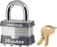 (image for) Master Lock 1KA 2126 Padlock, 1-3/4 in W Body, Key No: 2126, Keyed Alike Key, Open Shackle, 5/16 in Dia Shackle