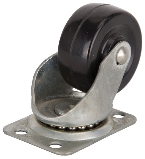 (image for) ProSource JC-H05 Swivel Caster, 2 in Dia Wheel, 1 in W Wheel, Rubber Wheel, Black, 125 lb, Steel Housing Material