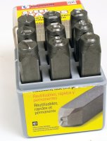 (image for) CH Hanson 20581 Number Stamp Set, 9-Piece, Steel, Specifications: 1/4 in Character, 3/8 x 2-5/8 Shank