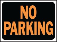 (image for) Hy-Ko Hy-Glo Series 3012 Identification Sign, 8-1/2 x 12 in Dimensions, Rectangular, NO PARKING, Black Background, 10/PK