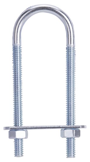 (image for) ProSource LR343 U-Bolt, 1/4 in Thread, 2-3/4 in L Thread, Steel, Zinc