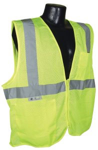 (image for) Radians SV2ZGM-XL Economical Safety Vest, XL, Unisex, Fits to Chest Size: 28 in, Polyester, Green/Silver, Zipper