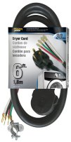 (image for) PowerZone ORD100406 Power Supply Dryer Cord, 10 AWG Cable, 6 ft L, 250 V, Black
