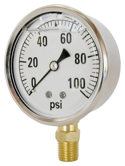 (image for) Valley Industries CS-2141GXB100 Pressure Gauge, Liquid Filled, Stainless Steel