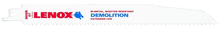(image for) Lenox 20598966R Reciprocating Saw Blade, 1 in W, 9 in L, 6 TPI, Bi-Metal Cutting Edge