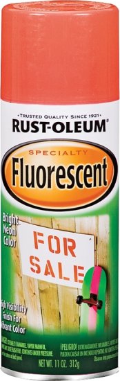 (image for) Rust-Oleum 1955830 Fluorescent Spray Paint, Flat/Matte, Fluorescent Red/Orange, 11 oz, Can