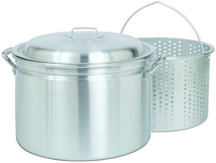 (image for) Bayou Classic 4024 Stock Pot with Basket, 24 qt Capacity, Aluminum