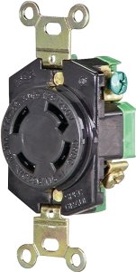 (image for) Eaton Wiring Devices L1430R Single Receptacle, Flush Mounting, 3-Pole, 125/250 V, 30 A, Back and Side Wiring, Black