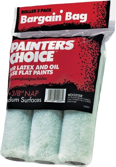 (image for) Wooster R728-9 Roller Cover, Mint Green, 3/8 in Thick Nap, Knit Fabric Cover