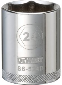 (image for) DEWALT DWMT86524OSP Drive Socket, 24 mm Socket, 1-9/16 in OAL, 1/2 in Drive, 6-Point, Vanadium Steel, Polished Chrome