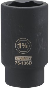 (image for) DEWALT DWMT75136OSP Impact Socket, 1-3/8 in Socket, 1-9/16 in D Socket, 3/4 in Drive, 6-Point, CR-440 Steel