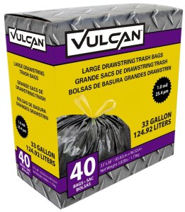 (image for) Vulcan FG-O3812-03 Trash Bag, 33 gal, Black