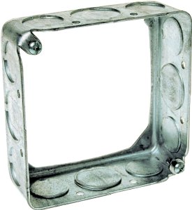 (image for) Raco 8203 Extension Ring, 1-1/2 in L, 4 in W, 1-Gang, 12-Knockout, Steel, Galvanized