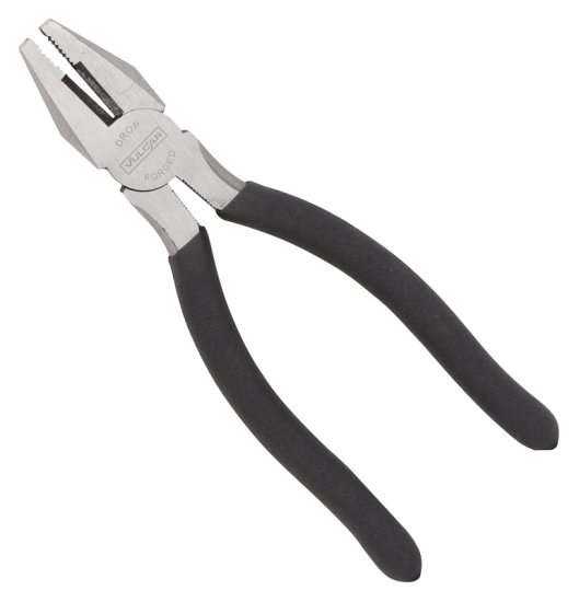 (image for) Vulcan JL-NP005 Linesman Plier, 7 in OAL, 1.2 mm Cutting Capacity, 1-1/4 in Jaw Opening, Black Handle, Non-Slip Handle