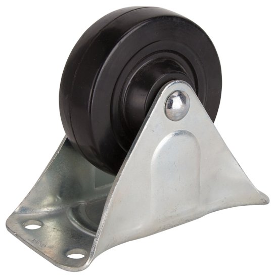 (image for) ProSource JC-H04 Rigid Caster, 4 in Dia Wheel, 1-1/4 in W Wheel, Rubber Wheel, Black, 255 lb, Steel Housing Material