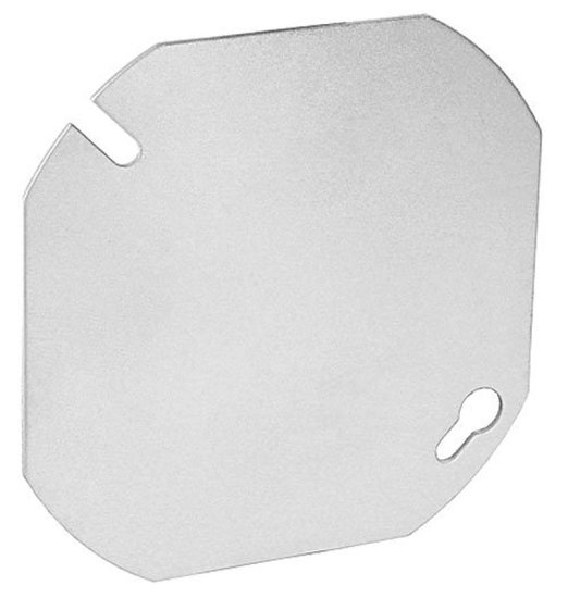 (image for) Southwire 54C1-UPC Flat Blank Cover, 0.06 in L, 4 in W, Octagonal, Steel, Silver, Galvanized