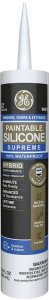 (image for) GE Paintable Silicone Supreme 2733730 Window & Door Sealant, White, 24 hr Curing, 9.5 fl-oz Cartridge