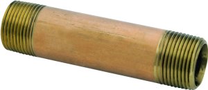 (image for) Anderson Metals 38300-0660 Pipe Nipple, 3/8 in, NPT, Brass, 890 psi Pressure, 6 in L